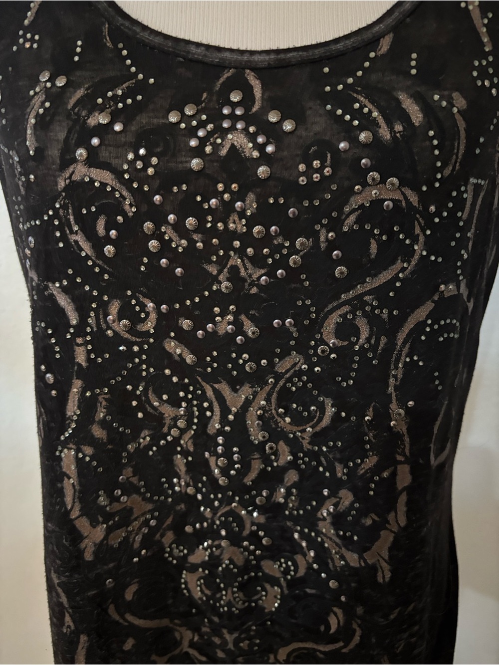 Black Decorative Lace-Overlay Tank Top